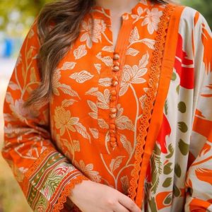 ডিজিটাল প্রিন্ট প্রিমিয়াম “Saffron” থ্রি-পিছ।